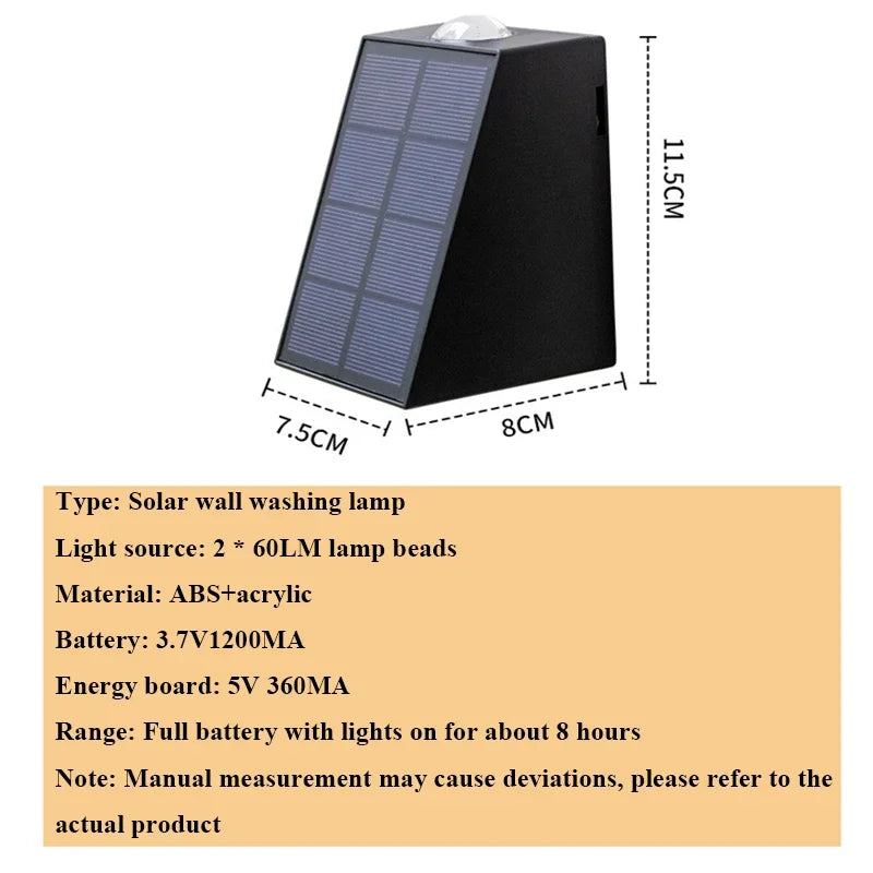 Aplique Solar LED Bidireccional para Exterior